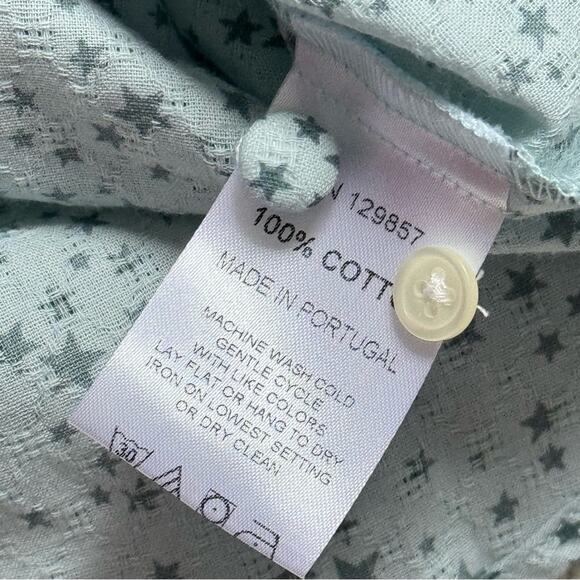 The Shirt Rochelle Behrens Blue Star Print Long Puff Sleeves Button Down Shirt M - Picture 11 of 11